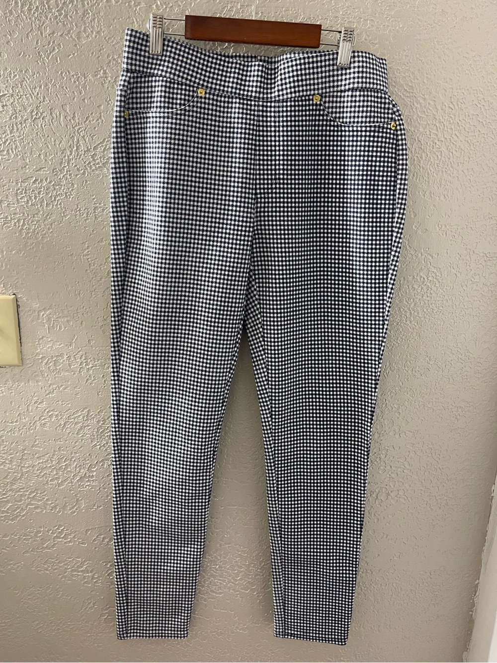Michael Kors Women’s Black and White‎ Gingham Slim Stretchy Jegging Pants Medium